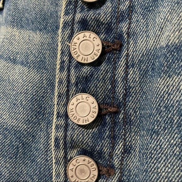 A.L.C. Jeans Denim Montag Exposed Button Fly Medium Blue Wash Wide Leg Cropped 6 - Picture 6 of 11